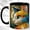 Black, variant on Mosaic Cat Face Coffee Mug, Colorful Feline Mug, Ceramic 11 oz