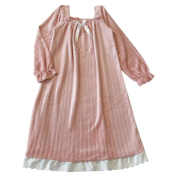 2024 New Womens Solid Coloured Flannel Nightgown Buttons Thickened Padded Warm Of 5x Night Gown The Nightgown Over The Night for Women Head Type Of Homewear Soft Nightgowns for Women Soft Pants Wome