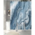 thumbnail image 3 of Split Shower Curtain for Transfer Bench, Blue Marble Fabric Shower Curtains for Bathroom, Abstract Ink Painting Art Modern Tub Sliding Transfer Bench Waterproof Bath Curtains 72"x78", 3 of 9