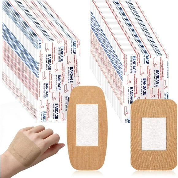Inch and Inch Sheets Large Assorted Bandages 200 Sheets Large Assorted Bandages 2 Styles Elastic Fabric Bandages Large Pack Wound Care First Aid Supplies Fingertips Children and Adults Bandaging Skin