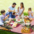 thumbnail image 4 of Pink Orange Strawberry Beach Blanket Outdoor Picnic Mat Sandproof Waterproof Foldable for Camping Travel Hiking, 4 of 6