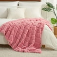 thumbnail image 4 of Soft Luxury Faux Rabbit Fur Throw Blanket for Couch, Cozy Fluffy Channel Throw Blanket for Bed, Fuzzy Warm Thick Mink Blanket with Reversible Plush Velvet for Winter - glitter, 4 of 5