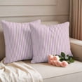thumbnail image 2 of Purple Striped Outdoor Waterproof Pillow Covers, Modern Simple Farmhouse Beige Vintage Decorative Square Throw Pillowcase Sofa Cushion Sham for Patio/Couch/Chair, 24"x24" 2 Pack, 2 of 8