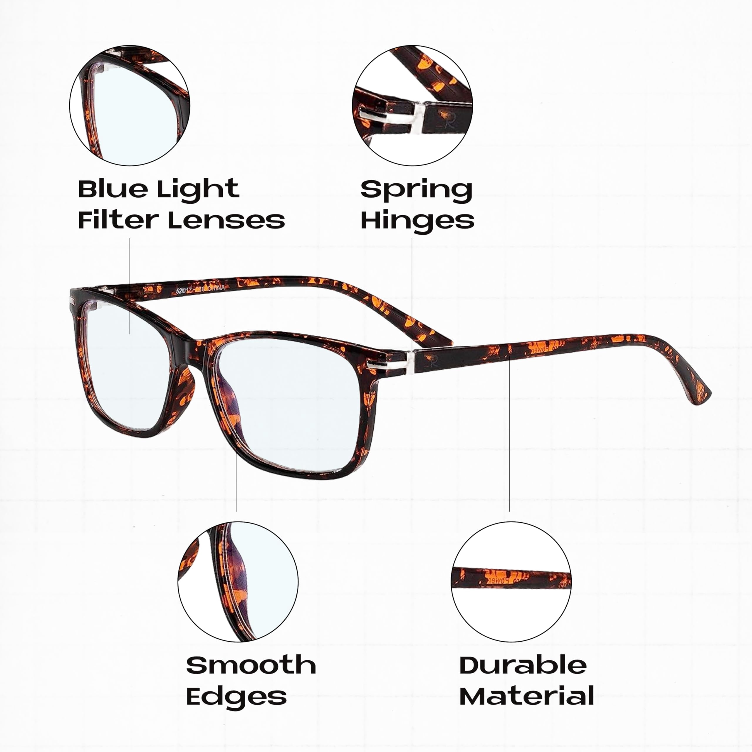 Readerest Blue Light Blocking Reading Glasses (Tortoise, 2.75 Magnification) Computer Eyeglasses With Thin Reflective Lens, Antiglare, Eye Strain, UV Protection, Stylish For Men And Women