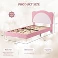 thumbnail image 2 of Ourlova Twin upholstered Bed Frame for - Adjustable Scallop Headboard with Velvet Platform - No Box Spring Needed-Pink + White, 2 of 7