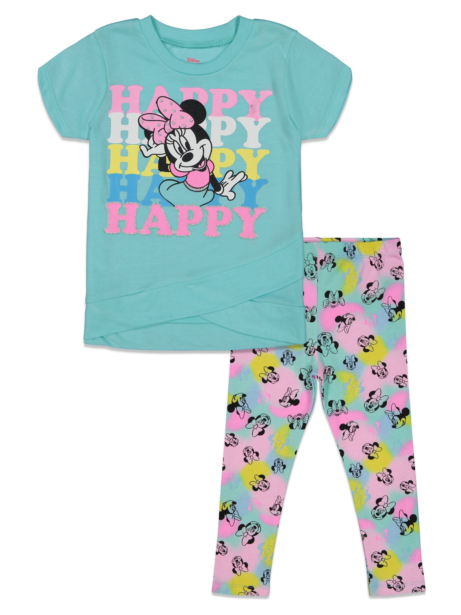 Disney Minnie Mouse Little Girls Crossover Graphic T-Shirt & Leggings Blue 7-8
