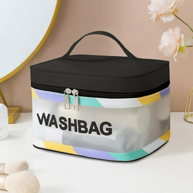 Colorful PVC Travel Wash Bag, Durable Waterproof Toiletry Organizer, Compact Portable Cosmetic Case for Camping, Hiking, Beach Trips, Multi-Purpose Use