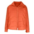 thumbnail image 4 of Lovskoo 2024 Womens Winter Coats Quilted Jacket Ladies Solid Color Zipper Stand Collar Long Sleeve Casual Padded Jacket Orange, 4 of 9