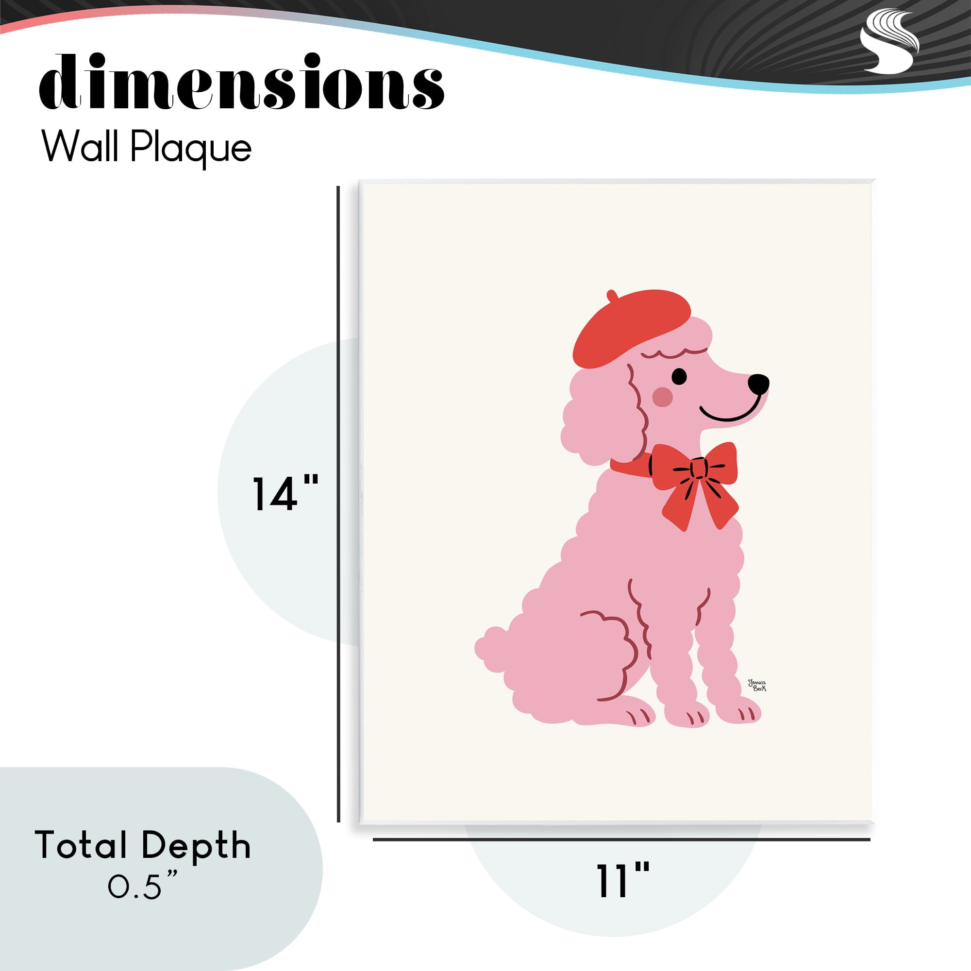French Poodle in Beret Wall Plaque Art, design by Jessica Beck
