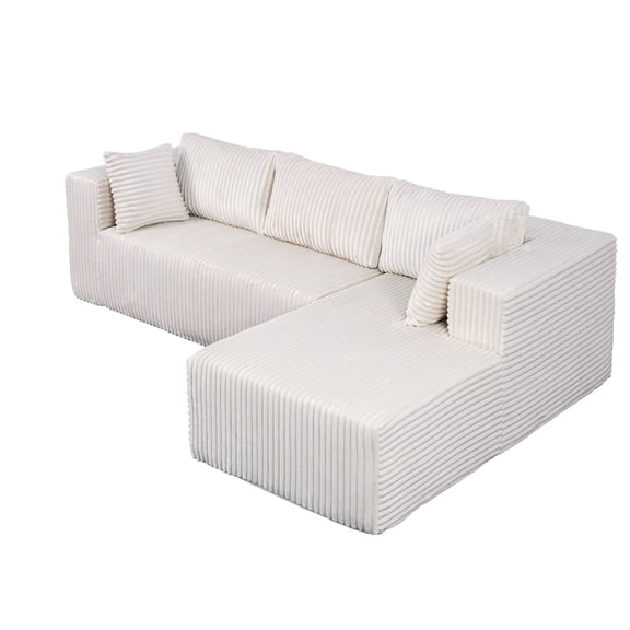 JERFIT 105" Modular L-Shaped Sofa Couch with Memory Foam, Beige Fabric Upholstery, No-Spring Design for Compact Living Room & Apartment