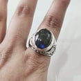 thumbnail image 5 of Labradorite Mens Ring, Natural Blue Fire Labradorite, Unisex Ring, Silver Jewelry, 925 Silver Ring, Birthday Gift, Heavy Men Ring, Arabic Design, Ottoman Style Ring, Christmas, Turkey Mens Signet Ring, 5 of 6