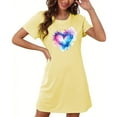 thumbnail image 4 of Aobny Valentine's Christmas Nightgown Heart Women Short Nightshirt Short Sleeve Yellow Nightgowns for Women,XXL, 4 of 7