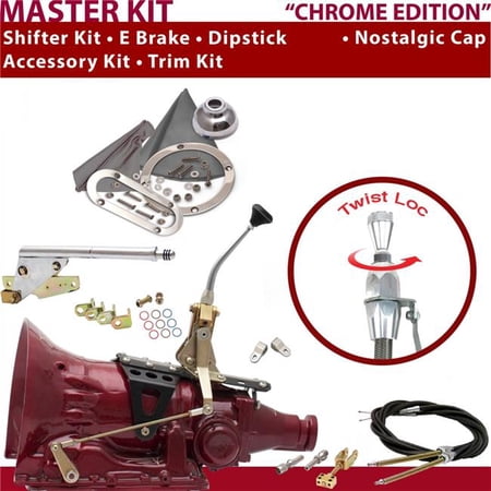 American Shifter C4 Shifter Kit Chrome 8 in. E Brake Cable Clevis Trim Kit Dipstick for F740E