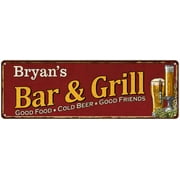 UPC 667438015244 product image for Bryan's Bar and Grill Red Personalized Man Cave Decor 6x18 Sign 106180054138 | upcitemdb.com