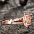 thumbnail image 5 of 10k Rose Gold Morganite Halo Engagement Ring With Diamond Moissanite 5.25 Carat 11x9mm Oval Split Shank Promise Band, 5 of 6