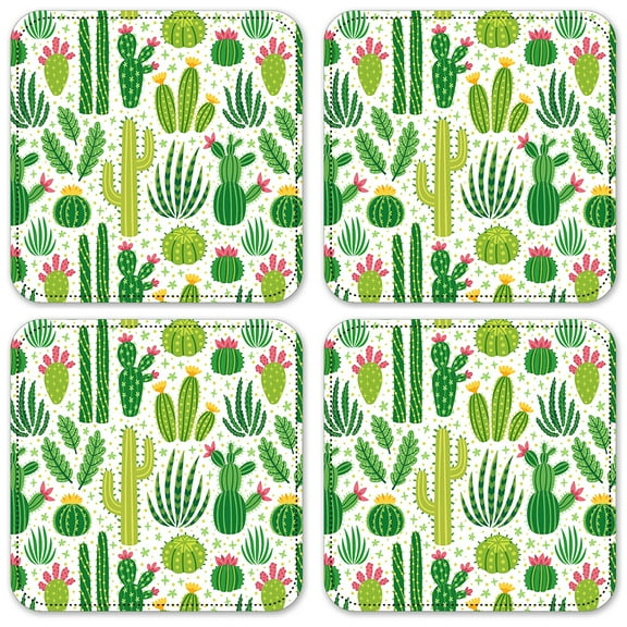Vinyl Drink Coasters - Set of 4 - Cactus