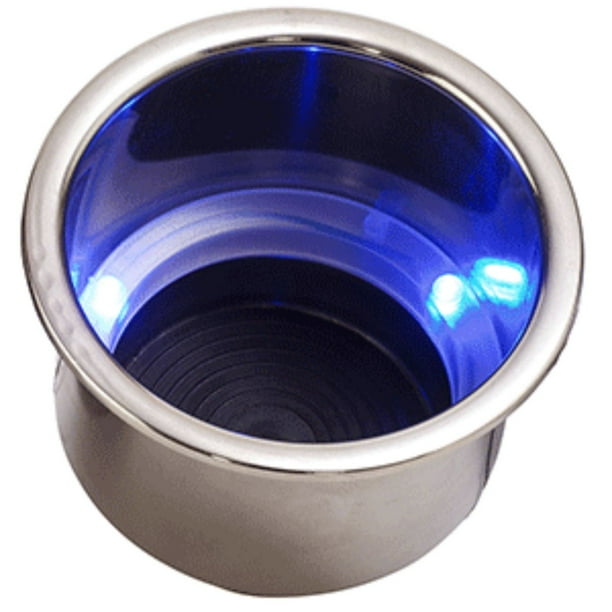 5" Silver and Blue LED Flush Mount Combo Drink Holder with Drain
