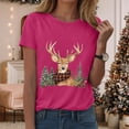 thumbnail image 2 of UngA Christmas T-Shirts for Women Funny Short Sleeve Xmas Tshirt Casual Cute Holiday Graphic Tee Tops Womens Christmas Shirts (Hot Pink,S), 2 of 6