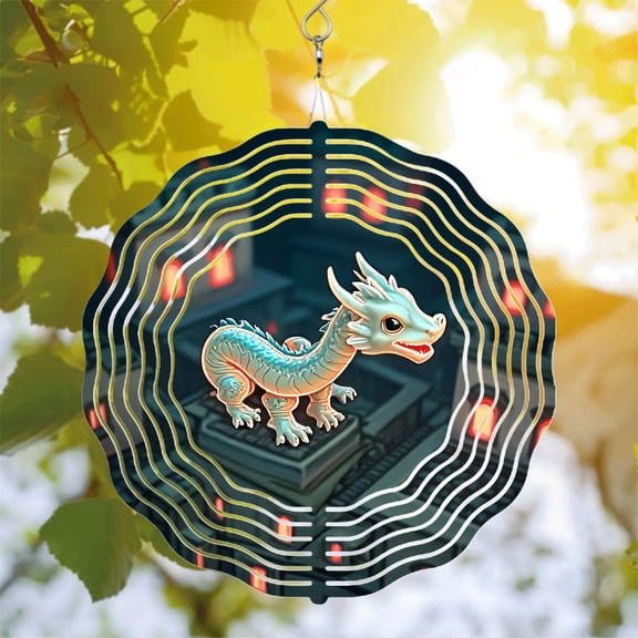 Vibrant Metal Hanging Wind Spinners & Chimes - Stunning Circular Patterns for Yard & Garden Decor Futuristic Design with Geometric Flair