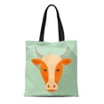 thumbnail image 1 of JSDART Sac Fourre-Tout en Toile Marron Agriculture Ferme Tête de Vache Plat pour Courses Réutilisable Sac à Main, 1 of 1