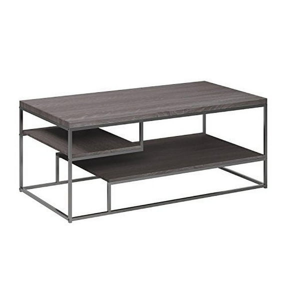 Coaster Furniture 703728 Coffee Table Chrome Frame Weathered Grey Top