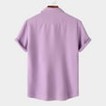 thumbnail image 4 of Dagugfen Shirts for Men Button up Short Sleeve Loose Solid Color Vacation Casual Summer Tops with Pocket, 4 of 9