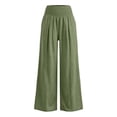 thumbnail image 5 of Linen Palazzo Pants for Women High Waist Tummy Control Wide Leg Pant Summer Flowy Loose Pull On Lounge Trousers 2026, L, 5 of 5