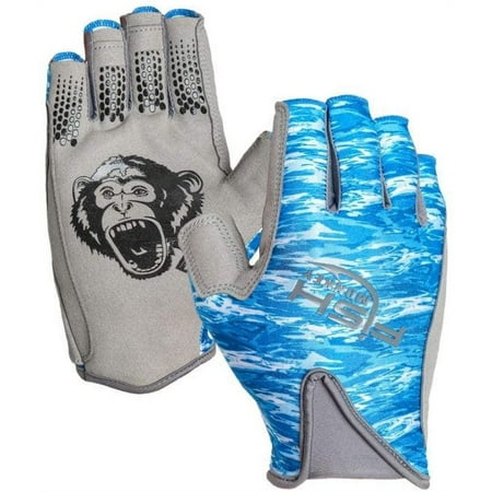 UPC: 0859100007682 | Fish Monkey Pro 365 Fingerless Fishing Guide Glove Blue Water Camo XL