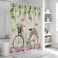 thumbnail image 6 of Farmhouse Spring Shower Curtain, Waterproof Shower Curtains for Bathroom, Retro Bicycles Flowers Vines Butterfly Washable Fabric Bathtub Curtain Set Bath Decor with 12 Hooks Long 72"x84", 6 of 8