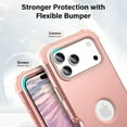 thumbnail image 5 of for iPhone 17 Pro Back Case, Phone Case Heavy Duty 2 in 1 Rugged Shockproof Protection Hybrid Hard PC Bumper Drop Protective Silicone for Girls Women Boys Men for iPhone 17 Pro, Rosegold, 5 of 7