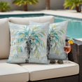 thumbnail image 4 of Teal Coastal Tree Outdoor Waterproof Pillow Covers, Seaside Palm Tree Tropical Botanical Decorative Square Throw Pillowcase Sofa Cushion Sham for Patio/Couch/Chair, 16"x16" 2 Pack, 4 of 8