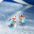 thumbnail image 3 of Gem Stone King 1.30 Ct 5mm Swiss Blue Created Sapphire 18K Rose Gold Plated Silver Kitty Cat Stud Earrings for Women Men, 3 of 4