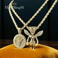 thumbnail image 3 of Angel King Gold Plated CZ Hip Hop Iced Pendant & 4mm 24" Rope Chain 2 Fashion Necklace Set, 3 of 5