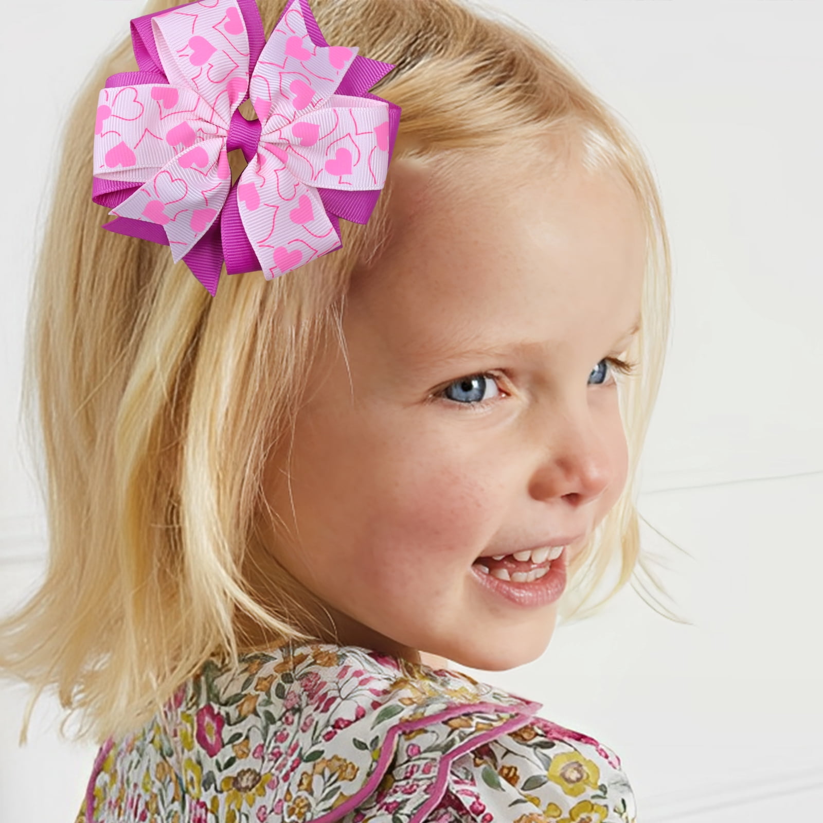 JoyBowie 18Pcs 4 Inch Valentine's Day Heart Print Cheer Bows with Alligator Clips for Girls Teens