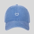 thumbnail image 2 of Lispipm Women Men Washed Cotton Plain Baseball Cap Embroidery Heart Adjustable Dad Hats Low Profile Outdoor Sun Cap Blue, 2 of 5