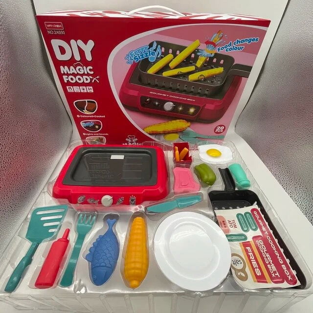 EASTIN Children‘s Barbecue Table Toys Play Home Color-changing Food Simulation Cooking Rice Cooking Multifunctional Induction Cooker