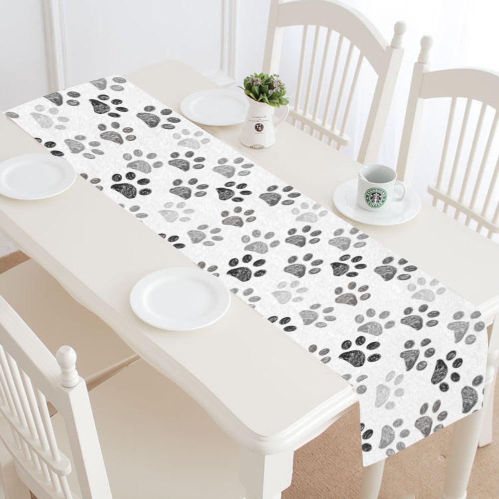Ambesonne Dogs Table Runner 16 X 90 Dark Coral Pale Grey Dogs in Santa Claus Hats Christmas Time New Year Pattern Dining Room Kitchen Rectangular Runner