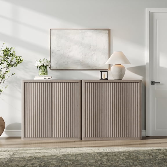 Surmoby 69.2" Wide Sideboard Buffet i with4 Doors ,Large Accent Cabinet Modern Storage Cabinet with Doors and Adjustable Shelf for Kitchen Living Room Dining Room, Light Alder