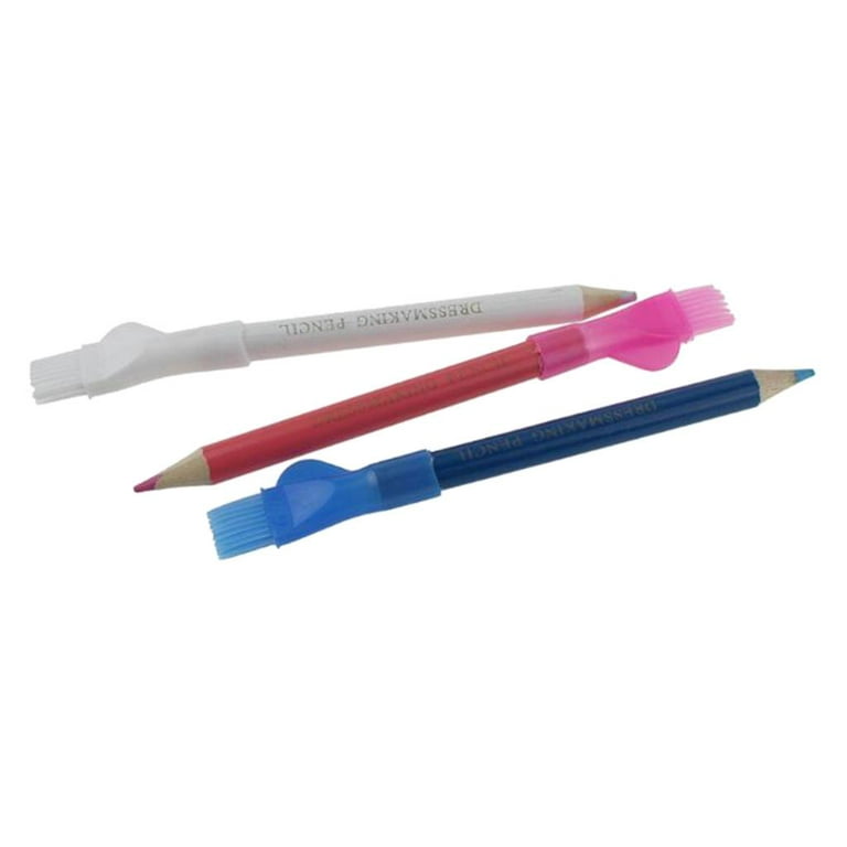 2x white and blue Tailors Chalk Pencil W/ Brush Drafting Quilting