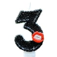 thumbnail image 1 of Gothic Cake Topper, Halloween Birthday Decor, Black Glitter Number 3 Birthday Candle With Vampire Lips, Cake Topper for Halloween / Gothic Themed Birthday Party Decorations, Vampire Lips Number 3, 1 of 5