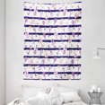 thumbnail image 1 of Girly Decor Tapestry, Old Medieval Vintage Keys with Ribbons Diamonds Striped Pattern French Decor, Wall Hanging for Bedroom Living Room Dorm Decor, 60W X 80L Inches, Purple Blue, by Ambesonne, 1 of 2