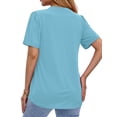 thumbnail image 5 of Fantaslook V Neck Henley Blouses for Women Dressy Casual Tops Summer Short Sleeve Shirts Fashion Clothes, 5 of 9