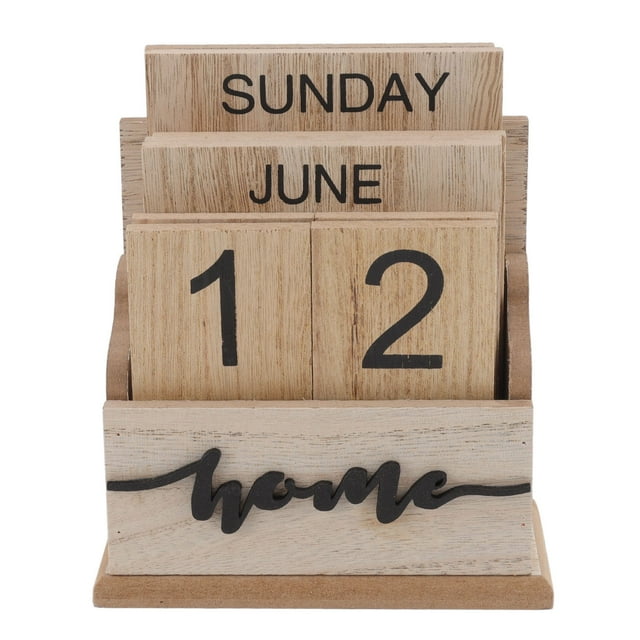 Calendario De Escritorio De Madera Con Fecha Perpetua, Calendario De Madera De Escritorio Clásico Fuerte Y Duradero Para El Hogar Para El Escritorio Para La Oficina EOTVIA Wooden Perpetual Date Desk Calendar