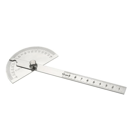 Protractor Angle Finder 0-180° Round Head with 100mm Arm Measuring Ruler Tool Stainless Steel for Drawing