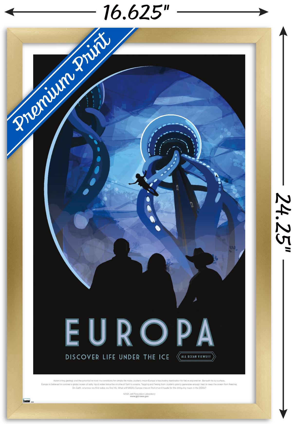 NASA - Europa Travel Poster Wall Poster, 14.725" x 22.375" Framed