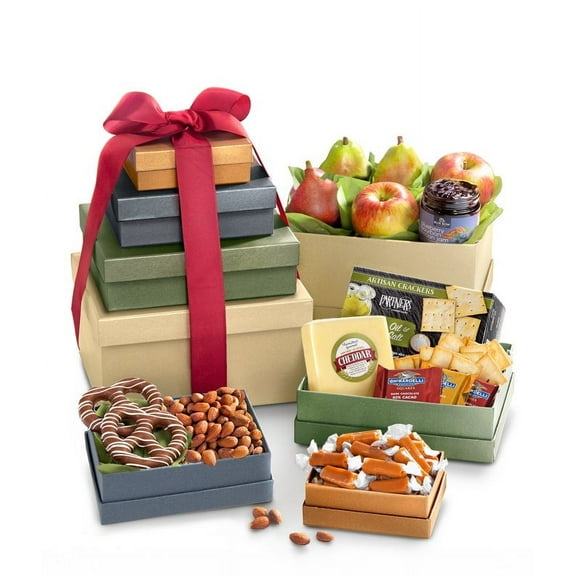 From You Flowers - Fruit, Cheese, & Sweets Tower of Treats for Birthday, Anniversary, Get Well, Congratulations, Thank You, All Occasions