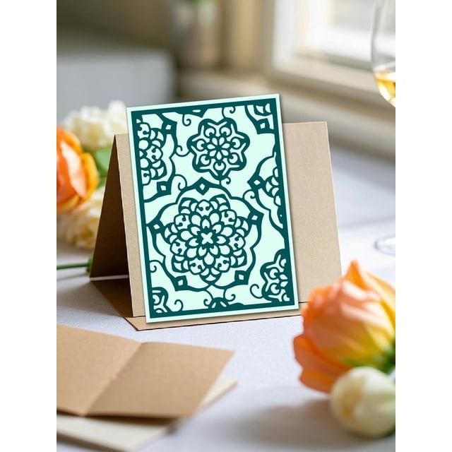 Troqueles de corte con fondo de mandala floral (1 unidad). Troqueles de acero al carbono con temática de mandala floral. Plantillas para scrapbooking.