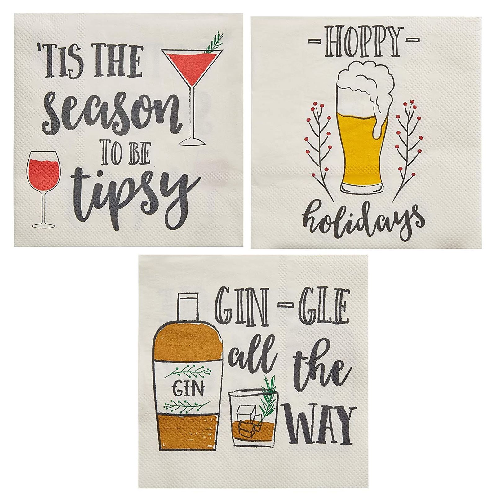 150 Pack Funny Holiday Cocktail Napkins for Christmas Party Supplies, 3  Designs, 5 x 5 in - Walmart.com