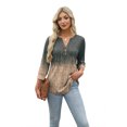 thumbnail image 2 of Ronuti Womens T-shirts 3/4 Sleeve Henley Tops for Women Ladies Premium Printed T-shirt Solid color Tops, 2 of 7