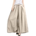 thumbnail image 2 of WIZUTIZ Women's Ice Silk Wide Leg Cropped Pants High Waist Elastic Band Lightweight Breathable Summer Trousers Solid Color Flowy Chic Soft, 2 of 5